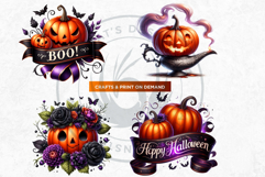 Midnight Magic Halloween Pumpkins PNG, Spooky Jack O Lantern Product Image 4