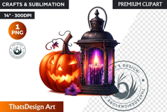 Midnight Magic Halloween Pumpkin PNG, Spooky Jack O Lantern Product Image 1