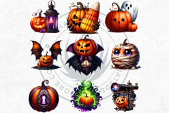 Midnight Magic Halloween Pumpkins PNG, Spooky Jack O Lantern Product Image 6