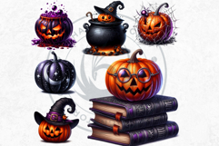 Midnight Magic Halloween Pumpkins PNG, Spooky Jack O Lantern Product Image 7