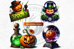 Midnight Magic Halloween Pumpkins PNG, Spooky Jack O Lantern Product Image 9