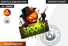 Midnight Magic Halloween Pumpkin PNG, Spooky Jack O Lantern Product Image 1