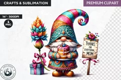 Gnome clipart, Mother's day Clipart, Gnome sublimation PNG Product Image 1