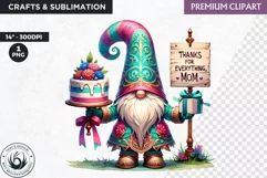 Gnome clipart, Mother's day Clipart, Gnome sublimation PNG Product Image 1