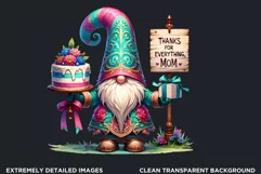 Gnome clipart, Mother's day Clipart, Gnome sublimation PNG Product Image 2