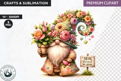 Gnome clipart, Mother's day Clipart, Gnome sublimation PNG Product Image 1