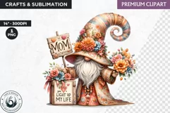 Gnome clipart, Mother's day Clipart, Gnome sublimation PNG Product Image 1
