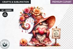 Gnome clipart, Mother's day Clipart, Gnome sublimation PNG Product Image 1