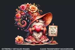 Gnome clipart, Mother's day Clipart, Gnome sublimation PNG Product Image 2