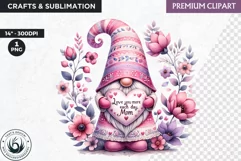 Gnome clipart, Mother's day Clipart, Gnome sublimation PNG Product Image 1