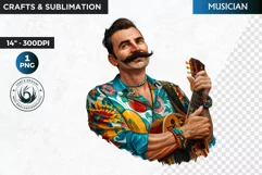 Movember Man clipart, Mustache clipart, Musician PNG Product Image 1