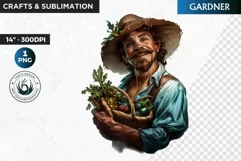 Movember Man clipart, Mustache clipart, gardener PNG Product Image 1