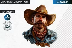 Movember Man clipart, Mustache clipart, Cowboy PNG Product Image 1