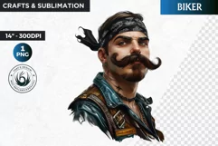 Movember Man clipart, Mustache clipart, Biker PNG Product Image 1