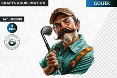 Movember Man clipart, Mustache clipart, Golfer PNG Product Image 1