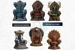 Mythic Thrones Clipart PNG Set, Fantasy RPG Game Assets Product Image 4