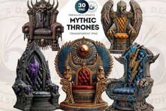 Mythic Thrones Clipart PNG Set, Fantasy RPG Game Assets Product Image 1
