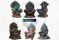 Mythic Thrones Clipart PNG Set, Fantasy RPG Game Assets Product Image 8