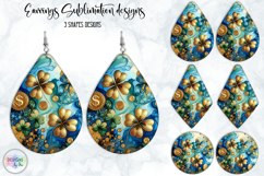 St. Patrick’s Day Earrings Sublimation, Lucky Clover Art Product Image 1