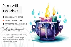 Watercolor Halloween Candles Clipart PNG for sublimation Product Image 2
