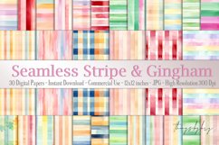 30 Seamless Watercolor Striped Gingham Seersucker Background Product Image 1