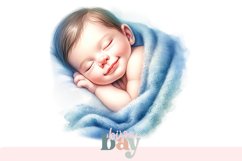 Printable Sleeping Baby Clipart, Newborn Digital Download Product Image 1
