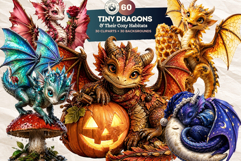 Tiny Dragons &amp; Their Cozy Habitats cliparts backgrounds Product Image 1