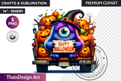 Vibrant Halloween monster clipart PNG, kids halloween PNG Product Image 1