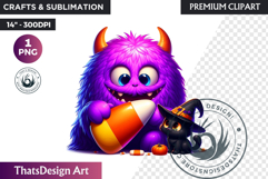 Vibrant Halloween monster clipart PNG, kids halloween PNG Product Image 1