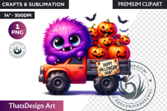 Vibrant Halloween monster clipart PNG, kids halloween PNG Product Image 1