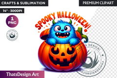 Vibrant Halloween monster clipart PNG, kids halloween PNG Product Image 1