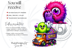 Vibrant Halloween monsters clipart PNG, kids halloween Product Image 2