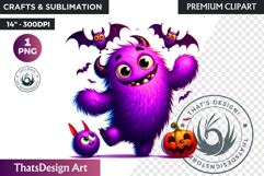 Vibrant Halloween monster clipart PNG, kids halloween PNG Product Image 1