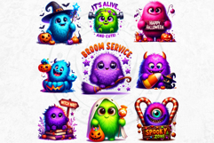 Vibrant Halloween monsters clipart PNG, kids halloween Product Image 4