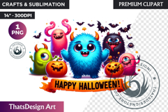 Vibrant Halloween monster clipart PNG, kids halloween PNG Product Image 1