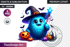 Vibrant Halloween monster clipart PNG, kids halloween PNG Product Image 1