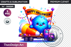 Vibrant Halloween monster clipart PNG, kids halloween PNG Product Image 1