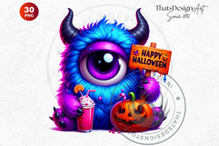 Vibrant Halloween monsters clipart PNG, kids halloween Product Image 7