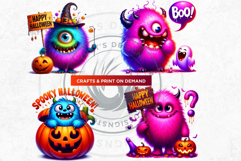 Vibrant Halloween monsters clipart PNG, kids halloween Product Image 8