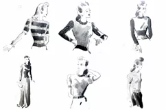 30 Vintage Retro Sewing Fashon Lady PNG Craft Collection by Squeeb Creative 1