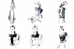 30 Retro Vintage Women Fashion Models Illustrations PNG JPG Product Image 3