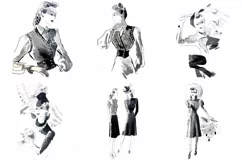 30 Retro Vintage Women Fashion Models Illustrations PNG JPG Product Image 4