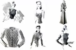 30 Retro Vintage Women Fashion Models Illustrations PNG JPG Product Image 6
