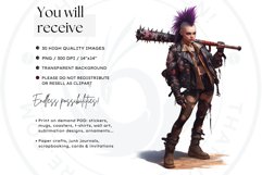 Wasteland Punk Character Clipart Set, Post-Apocalyptic Product Image 2