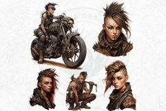 Wasteland Punk Character Clipart Set, Post-Apocalyptic Product Image 5