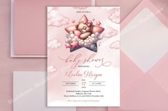 Girl teddy bear sleeping over the star Shower Invite ZB26 Product Image 1