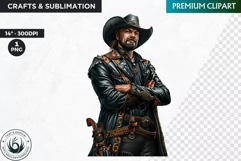 Western Cowboy Portrait clipart, cowboy hat png, Sublimation Product Image 1