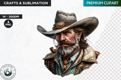 Western Cowboy Portrait clipart, cowboy hat png, Sublimation Product Image 1