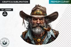 Western Cowboy Portrait clipart, cowboy hat png, Sublimation Product Image 1