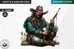 Western Cowboy Portrait clipart, cowboy hat png, Sublimation Product Image 1